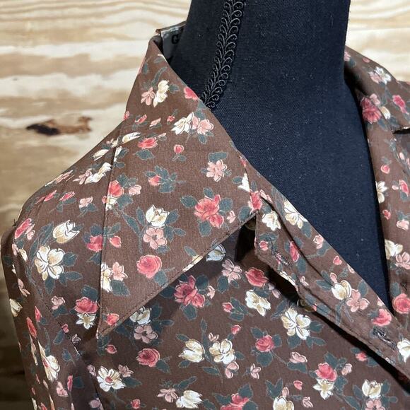 Vintage Guess Blouse Top Women M Brown Floral Y2K Boho Hippie 80s Festival - Picture 9 of 14